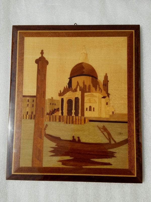 Quadro di Venezia in legno intarsiato