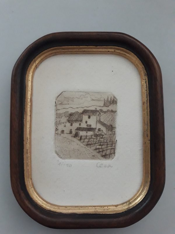 Paesaggio rurale su cartoncino