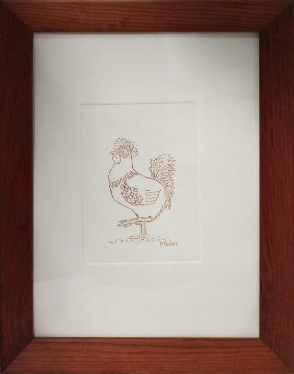 Quadro, stampa con Gallo su cartoncino