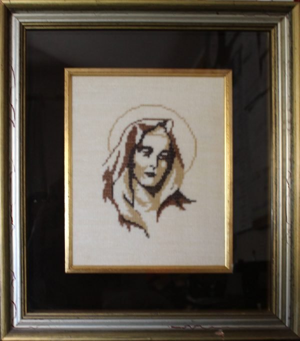 quadro, ricamo con Madonna