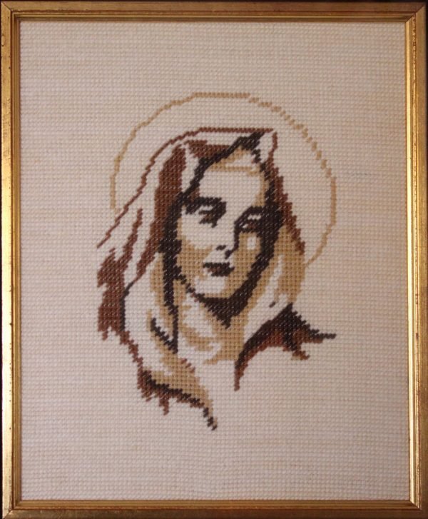 quadro, ricamo con Madonna - immagine 2