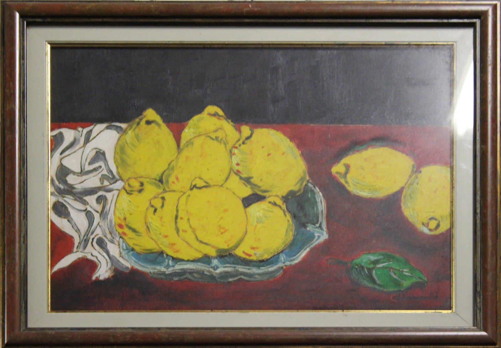 quadro, natura morta con limoni