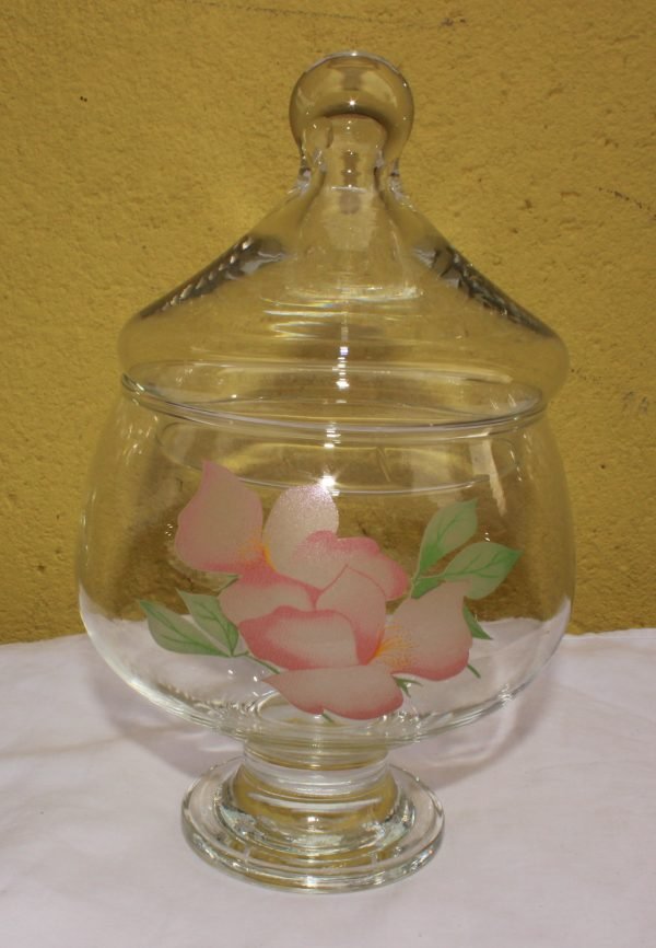 Scatola decorata  con coperchio in vetro
