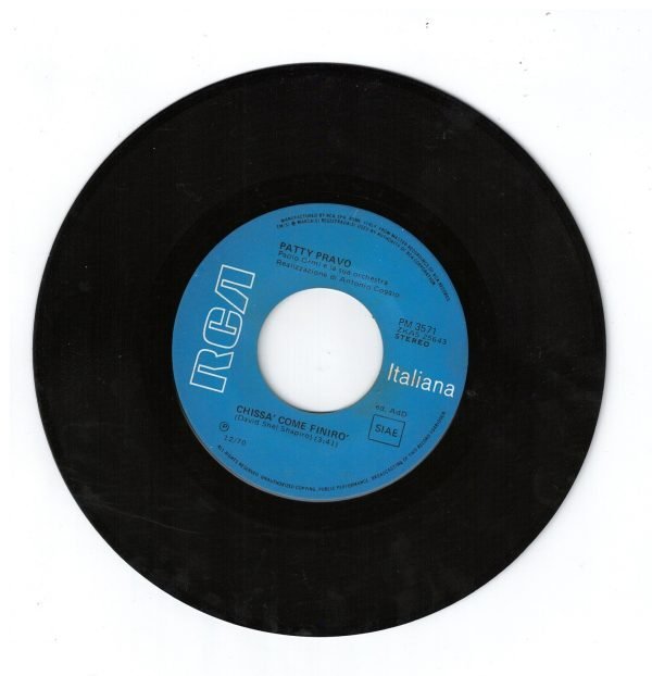 PATTY PRAVO: Tutt'al più  (lato a); Chissà come finirò)(lato b) DISCO 45 GIRI - immagine 4