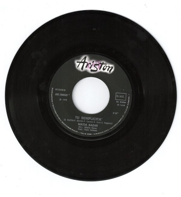 Matia Bazar: Tu semplicità (lato a); è così (lato b) DISCO 45 GIRI - immagine 3