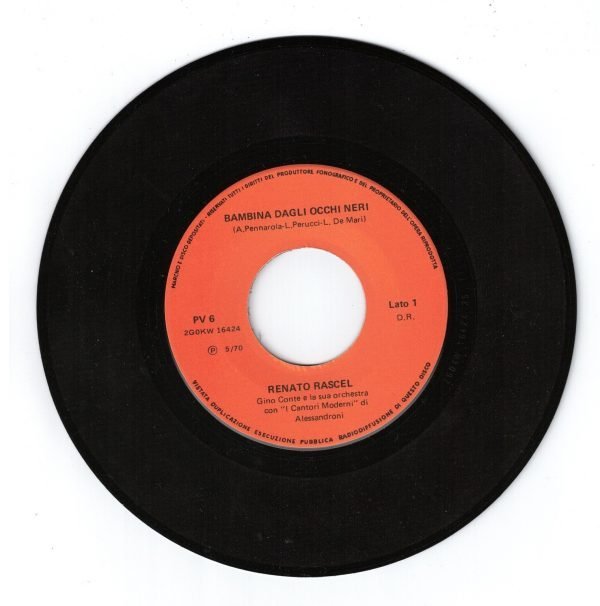 Renato Rascel: "Bambina dagli occhi neri "(lato a); " Renatino e la coscienza"(lato b) DISCO 45 GIRI - immagine 3