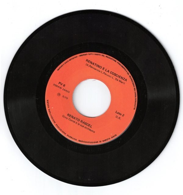 Renato Rascel: "Bambina dagli occhi neri "(lato a); " Renatino e la coscienza"(lato b) DISCO 45 GIRI - immagine 4