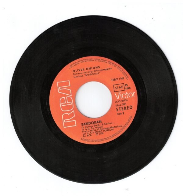 Oliver Onions - Sandokan(lato a);  Sweet lady blue(lato b)  vinile 45 giri - immagine 2