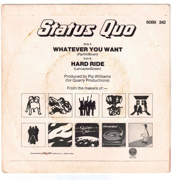 Status Quo - Whatever you want (lato a); Hard Ride (lato b) DISCO 45 GIRI - immagine 2