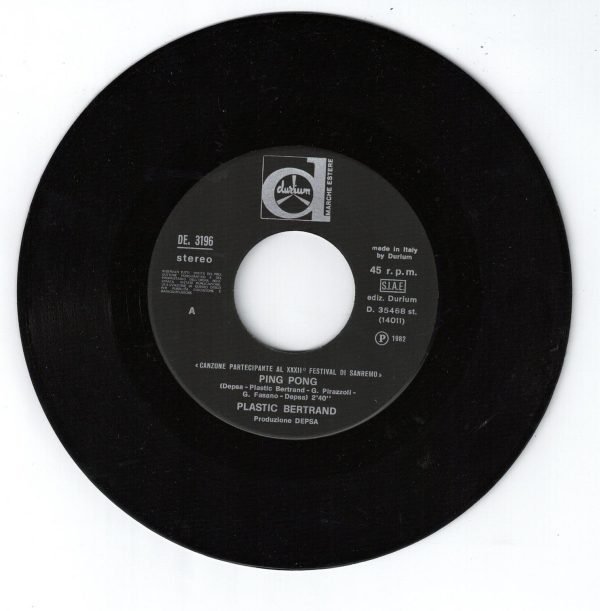 Plastic Bertrand -   Ping Pong(lato a);Chewing Gum(lato b) 45 giri - immagine 3