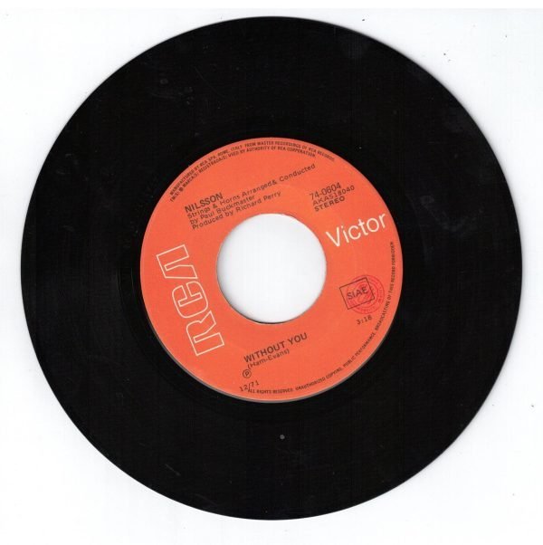 Harry Nilsson  Without you(lato a);  Gotta get up(lato b) 45 GIRI - immagine 3