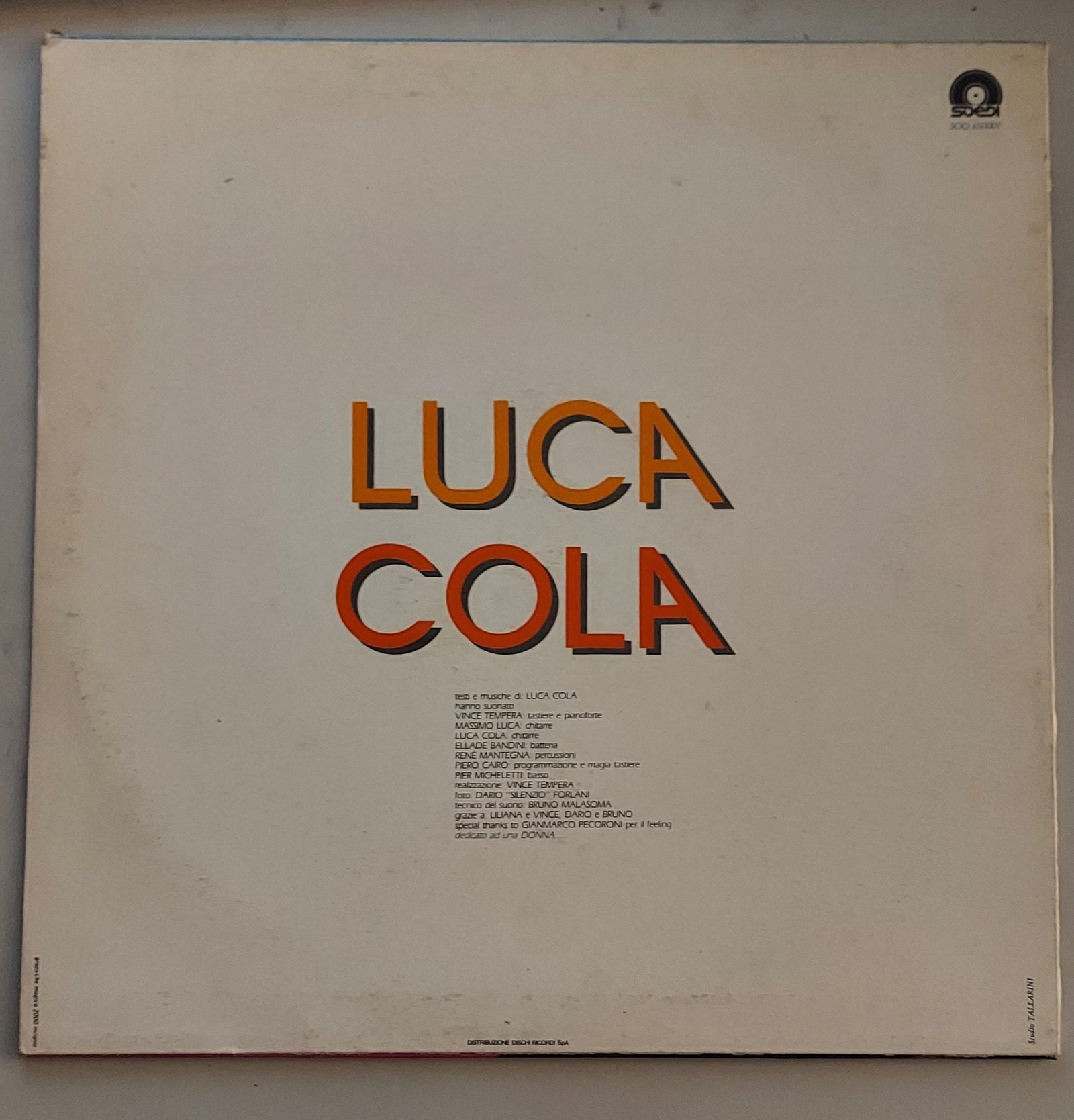 Luca Cola  Disco 4  vinile 33 giri EP (4 tracce) - immagine 2