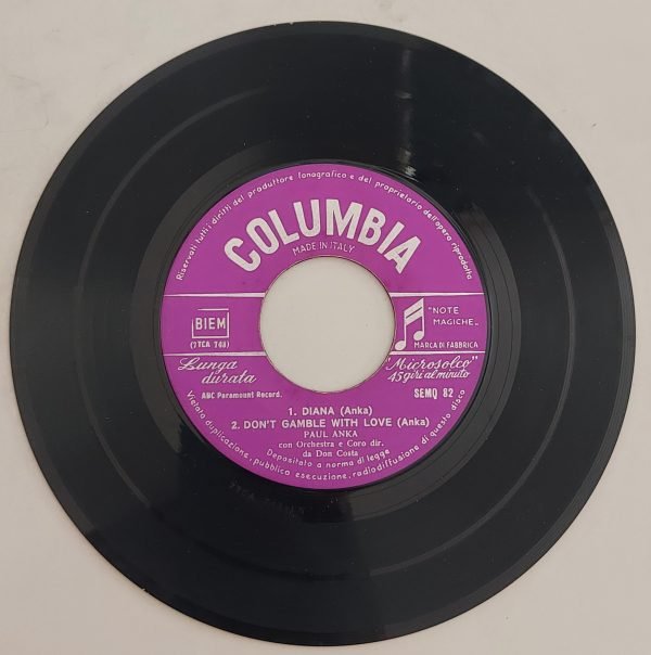 Paul Anka  Diana- Don't gamble with love(lato a);  I love You , Baby- Tell me that You love Me(lato b)  45giri - immagine 3