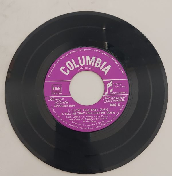 Paul Anka  Diana- Don't gamble with love(lato a);  I love You , Baby- Tell me that You love Me(lato b)  45giri - immagine 4