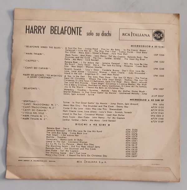 Harry Belafonte  Darlin' Cora (lato a);  Turn Around(lato b) 45 giri - immagine 2