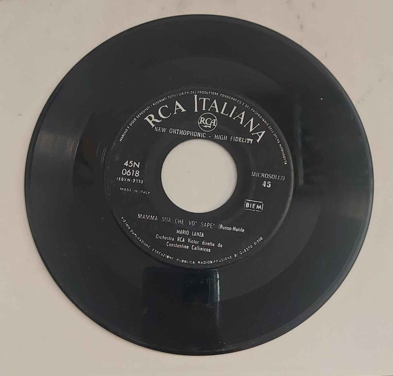 Mario Lanza  Granada(lato a); Mamma mia che vo' sape'(lato b) 45 giri - immagine 4