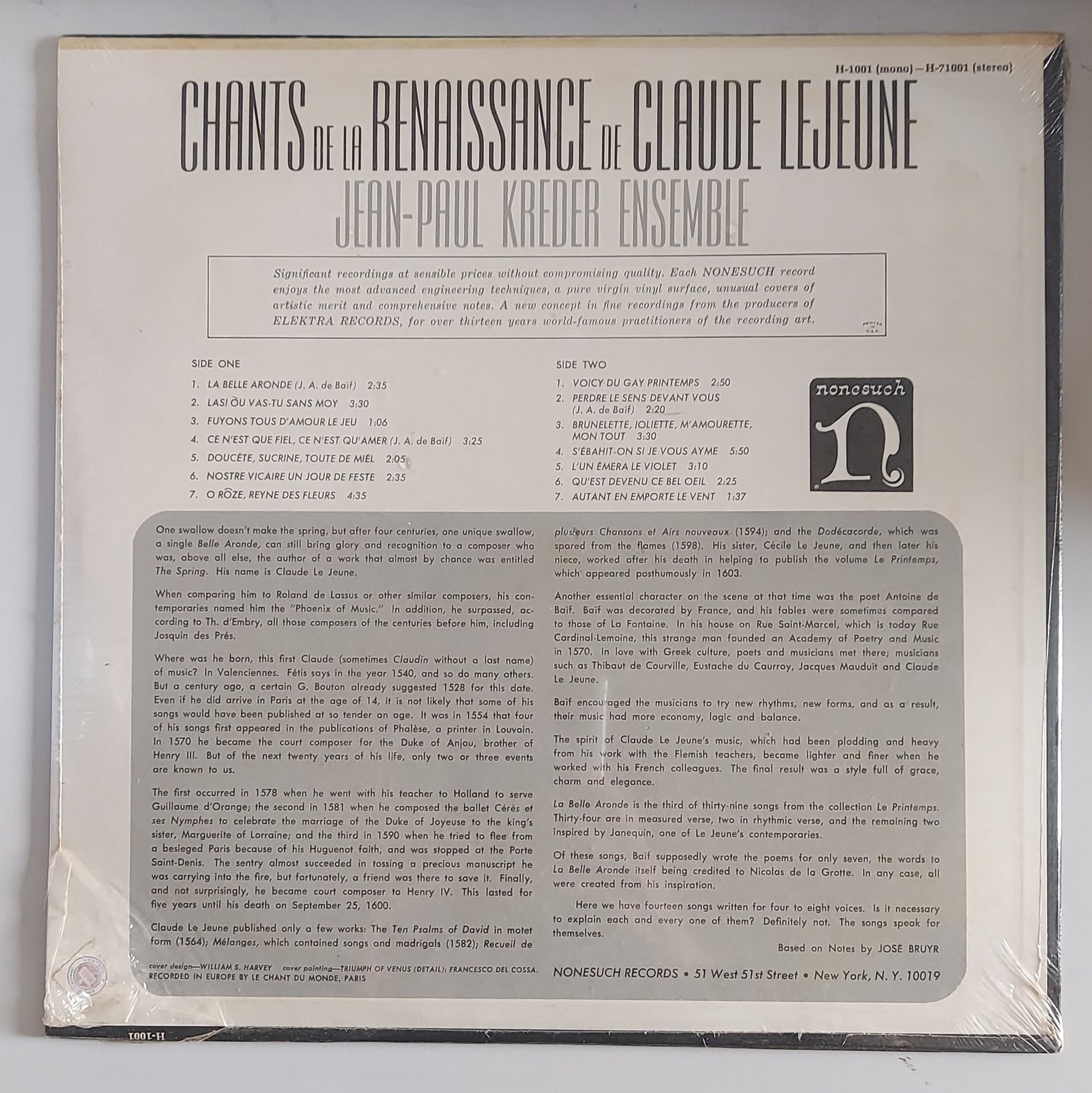 Claude Lejeune : CHANTS DE LA REINASSANCE 33 giri - immagine 2