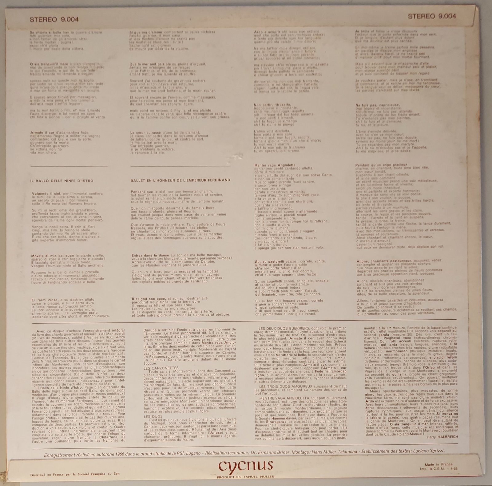 Claudio Monteverdi: Le livre des chants guerriers et amoureux VOLUME 4- 33 giri - immagine 2