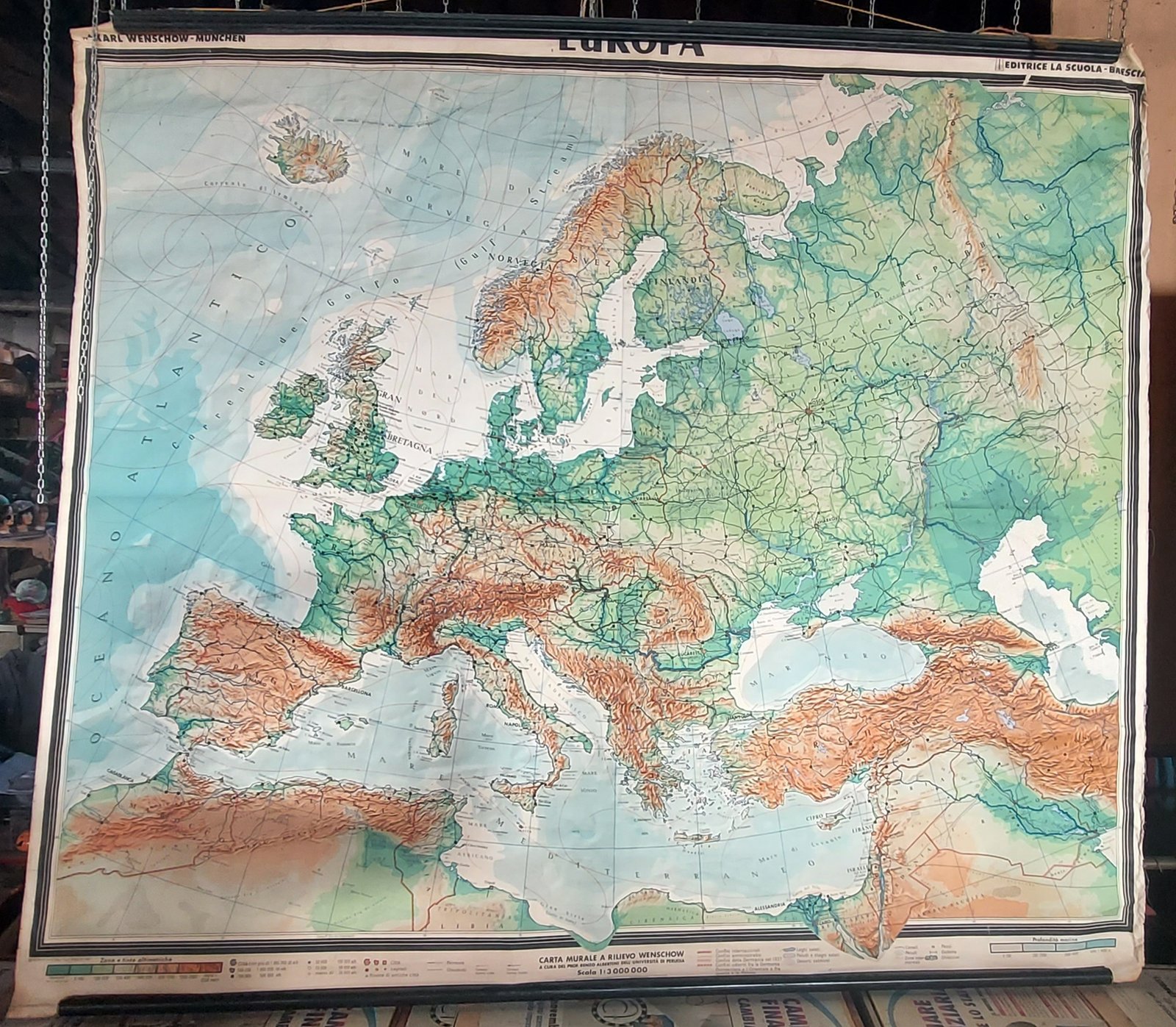 Carta geografica telata Europa fisica