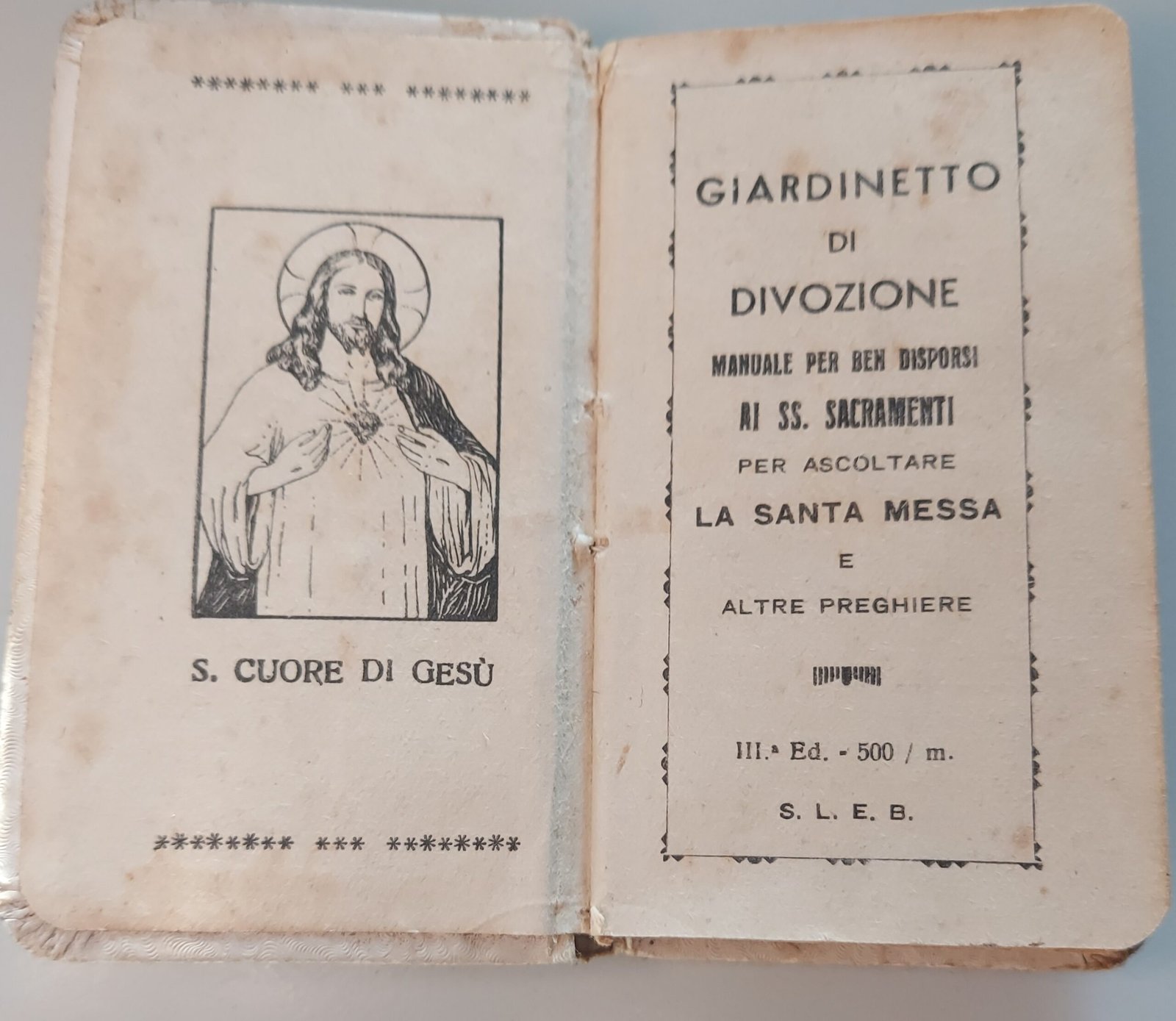 Libretto di devozione cattolica intitolato Giardinetto di divozione